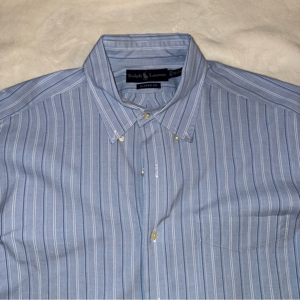 Vintage Ralph Lauren Classic Fit Striped Button-Up Oxford Shirt Men Large